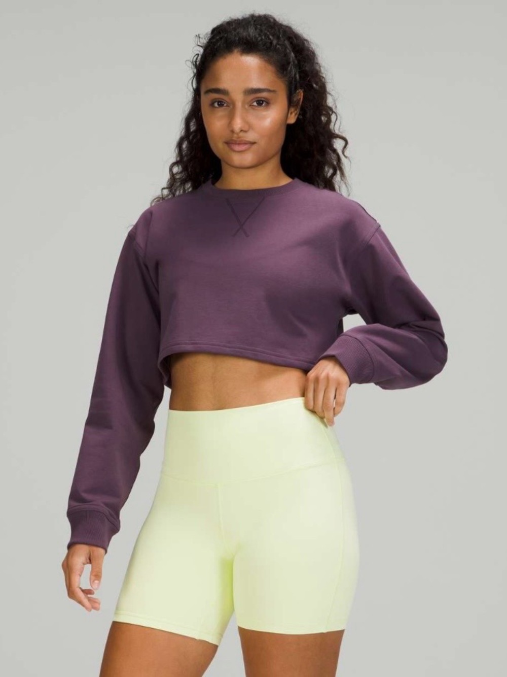 Lululemon All Yours Cropped Crew Sweatshirt Sz 4 Grape Thistle French Terry